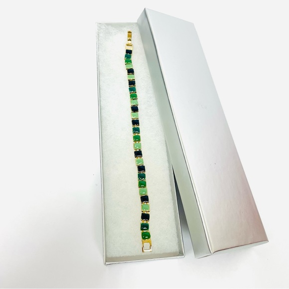 Gold Tone Green & Navy Bracelet - Picture 2 of 5